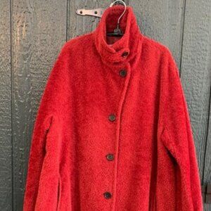Max Mara Women's Teddy Bear Alpaca and Wool Swing Coat in Deep Cherry Red